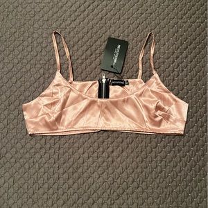 Pink Spaghetti Strap Silk Crop Top NWT